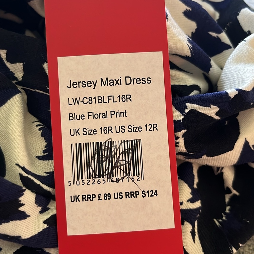 PURE COLLECTION Jersey Maxi Dress Blue Floral Print Size 12 New - Picture 8 of 8